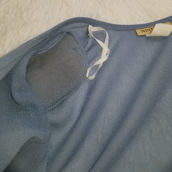 Nina Lee Ladies Blouse with Matching Sheer Jacket 3X Blue Gray - Picture 8 of 14